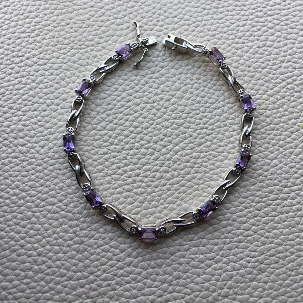 Lorenzo Amethyst & diamond tennis bracelet 8”